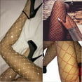 thumbnail image 1 of Women High Waist Tight Sparkle Rhinestone Fishnet Stockings Pantyhose, 1 of 5