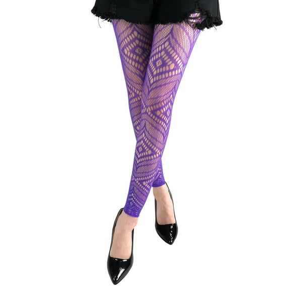 Women High Waist Tights Patterned Stockings Pantyhose Leggings Lingerie Pants Footless Tights
