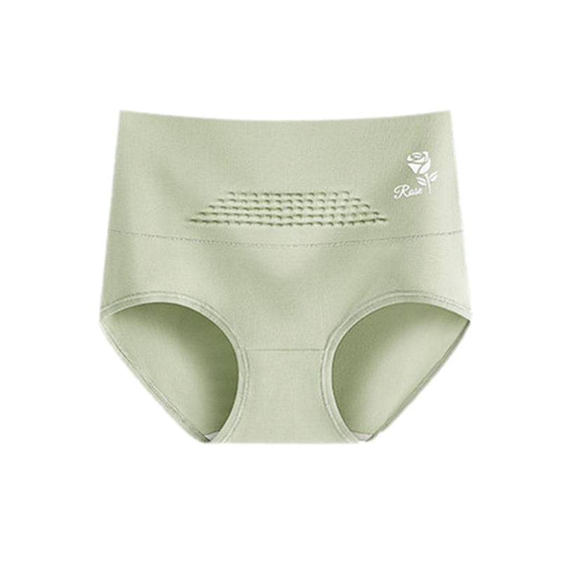Women High Waist Tummy Control Briefs, Stretch Breathable Rose Printing  Design Panties Underwear - 2Pcs 