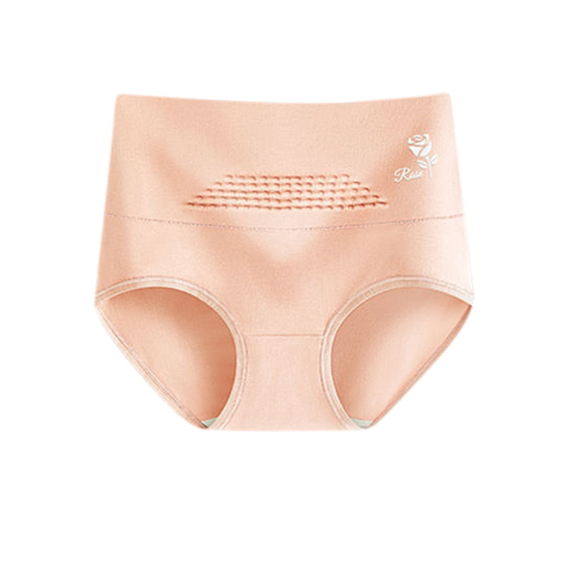 Women High Waist Tummy Control Briefs, Stretch Breathable Rose Printing  Design Panties Underwear - 2Pcs 