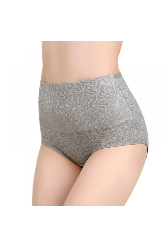 Women High Waist Tummy Control Cotton Briefs Jacquard Full Coverage Belly Panties Menstrual Period Briefs