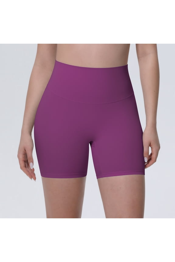 Women High Waist Tummy Control Solid Seamless Biker Shorts Stretch Skinny Yoga Running Workout Fitness 3 Inch Athletic Compression Short Pants 18-Purple M