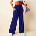 thumbnail image 1 of Women High Waist Wide Leg Casual Pants, JIANLAI Elastic Soft Knit Loose Trousers With Side Pockets For Yoga Travel Daily Streetwear, 1 of 5