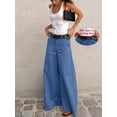 thumbnail image 1 of Women High Waist Wide Leg Pants, Loose Fit Long Trousers with Pockets for Daily Office Commute, 1 of 6