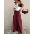 thumbnail image 1 of Women High Waist Wide Leg Pants, Loose Fit Long Trousers with Pockets for Daily Office Commute, 1 of 6