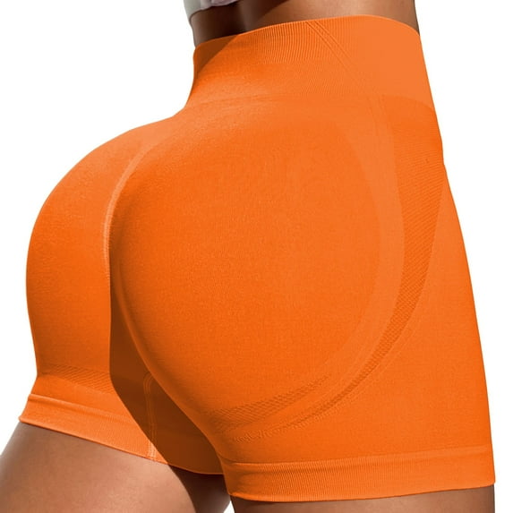 Women High Waist Workout Yoga Gym Seamless Cycling Shorts - 4.5" Inseam, Nylon Fabric, 4-Way Stretch, Breathable, Non-See-Through, True to Size