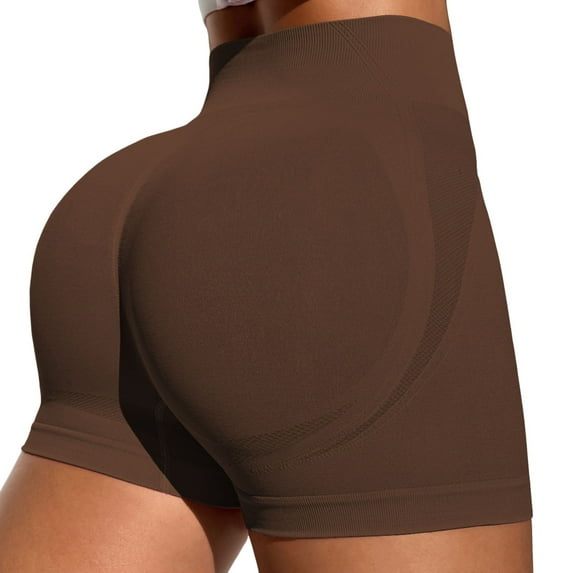 Women High Waist Workout Yoga Gym Seamless Cycling Shorts - 4.5" Inseam, Nylon Fabric, 4-Way Stretch, Breathable, Non-See-Through, True to Size