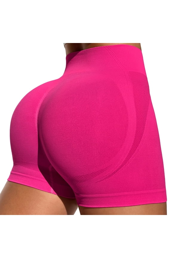 Women High Waist Workout Yoga Gym Seamless Cycling Shorts - 4.5" Inseam, Nylon Fabric, 4-Way Stretch, Breathable, Non-See-Through, True to Size