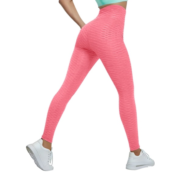 Women High Waist Yoga Pants, Bubble Hip Lifting Fitness Leggings, Stretch Running Workout Pants