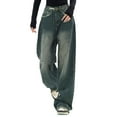 thumbnail image 1 of Women High Waisted Baggy Jeans, Wide Leg Straight Loose Denim Trousers Vintage Y2K E-Girl Streetwear Casual Pants, 1 of 6