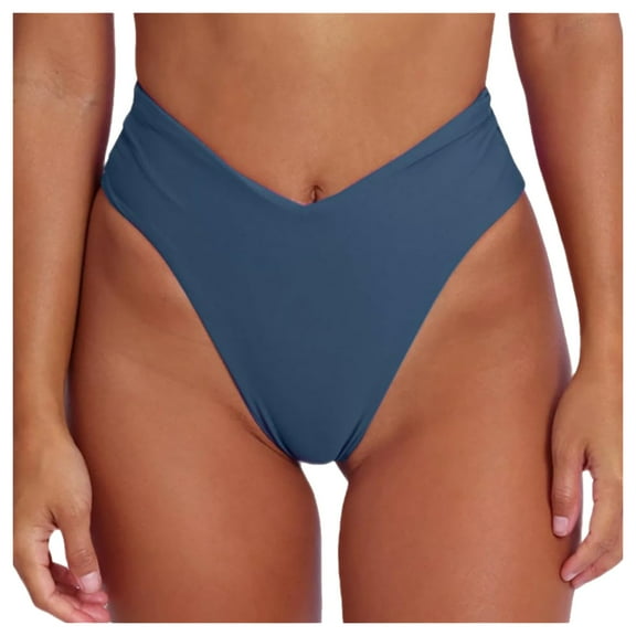 Women High Waisted Bathing Suit Bottoms Nylon Spandex for Summer Swimwear