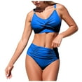 thumbnail image 1 of Women High Waisted Bathing Suit - Ruched Front Bikini Sets Standard Straps Padded Bras Two Piece Swimsuits Beach Vacation, 1 of 5