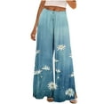 thumbnail image 1 of Women High Waisted Beach Pants Pleated Flowy Floral Print Wide Leg Trousers Pull On Baggy Casual Pant with Pockets, 1 of 6