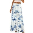 thumbnail image 1 of Women High Waisted Beach Pants Pleated Flowy Floral Print Wide Leg Trousers Pull On Baggy Casual Pant with Pockets, 1 of 6