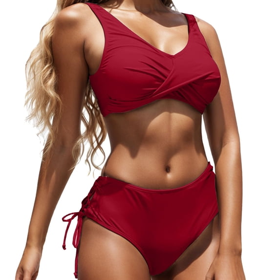 Women High Waisted Bikini 2 Piece Bathing Suits Full Coverage Swimsuits Striped Shorts Set Women Bikini Set Push up Teens Woman Swimming Suit with Shorts Women Swim Shorts And Top plus Size Leopard