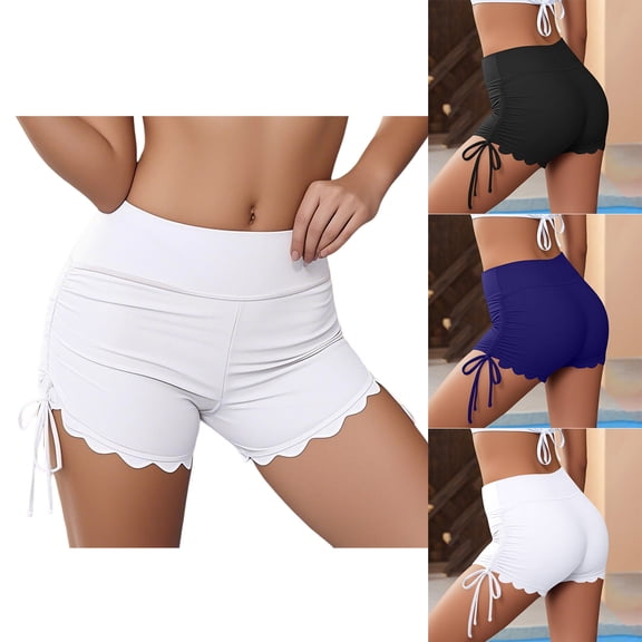 Women High Waisted Bikini Bottom Ruched Swim Short Tankinis Brief Swimming Trunks Womens Swim Bottoms Shorts