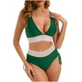 thumbnail image 1 of Husipze Women High Waisted Bikini Sets Push Up Swimsuits Tummy Control Bathing Suit Color Block 2 Piece Drawstring Swim Suits Green 2XL Clearance, 1 of 9