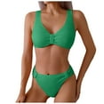 thumbnail image 1 of Women High Waisted Bikini Sets Tummy Control Swimsuits Color Block Two Piece Drawstring Bathing Suit Gibobby(M,Light Green), 1 of 5