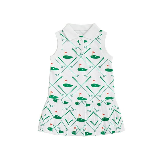 BemeyourBBs Baby Girl Golf Dress Summer Sleeveless Lapel Collar Pleated Hem Dress