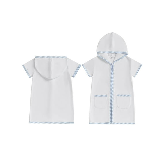 BemeyourBBs Kids Swimsuit Cover up Striped Patchwork Zipper Hoodie Beach Cover up