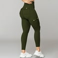 thumbnail image 1 of Women High Waisted Cargo Leggings with Multi Pockets Stretchy Quick-dry Yoga Pants Butt-Lift Workout Jogging Pants (3X-Large, Army Green), 1 of 6