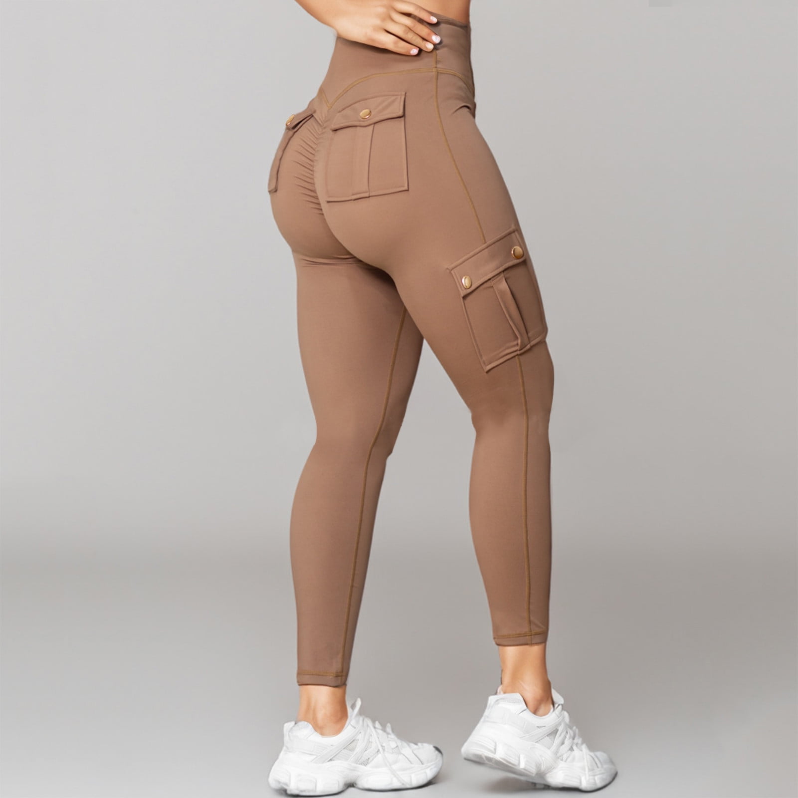 Women High Waisted Cargo Leggings with Multi Pockets Stretchy
