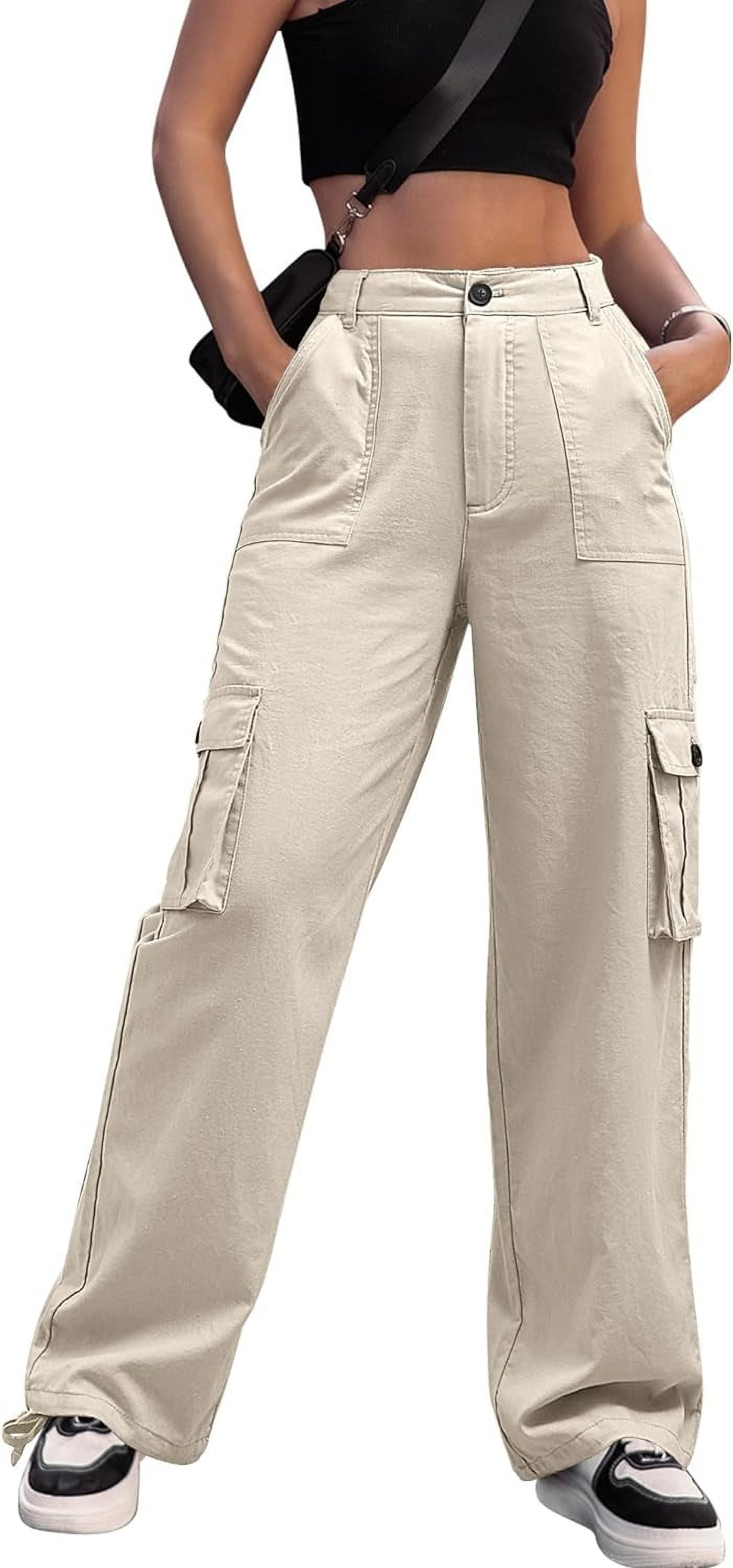 【Anyone more】Yuma Banding Cargo Wide Pants Women High Waisted Cargo Pants Wide Leg Casual Pants 6