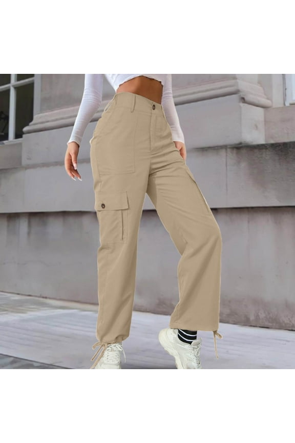 Women High Waisted Cargo Pants Wide Leg Casual Pants 6 Pockets Trousers Womens Sweat Pants Tan Sweatpants Casual Pants for Women for Work Workout Sweatpants Women Pant Suits for Women Casual