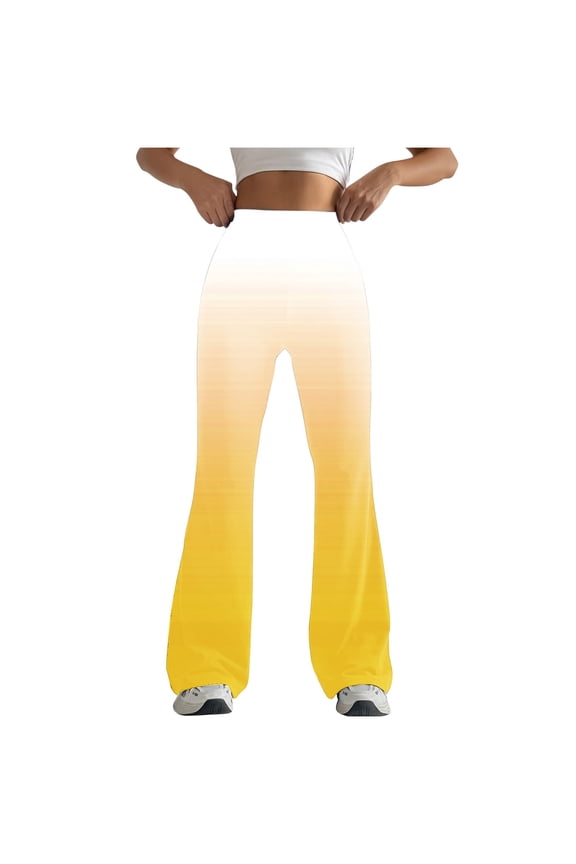 Women High Waisted Flare Leggings Gradient Y2k Bell Bottom Yoga Pants Stretchy Soft Wide Leg Casual Bootcut