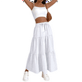 thumbnail image 1 of Women High Waisted Flowy Tiered Linen Skirt Casual Pleated A-Line Beach Long Skirts with Tie White XXL, 1 of 7