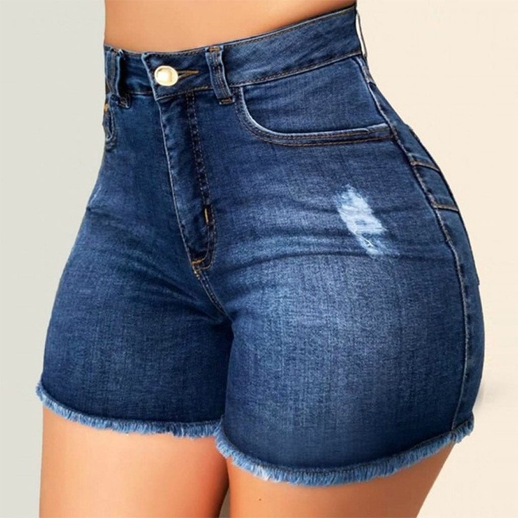 Women High Waisted Jean Shorts Womens Skinny Jeans With Pockets Butt Lift  Tummy Control Sexy Hot Mini Denim Shorts 