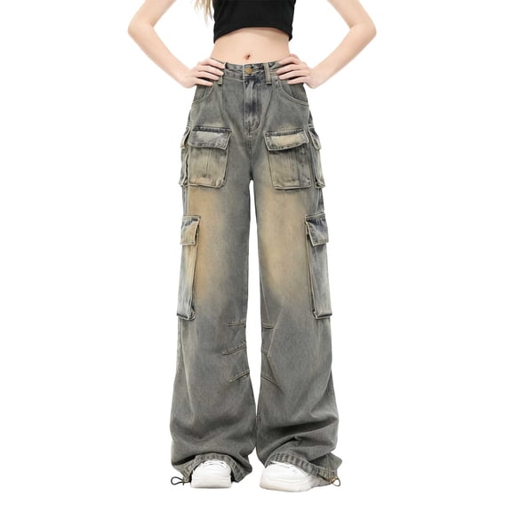 Women High Waisted Jeans Wide Leg Trendy Unique Style Denim Jeans for Women Blue Jeans Women Clothes