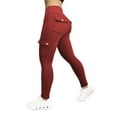 thumbnail image 1 of Women High Waisted Leggings with Pockets Tummy Control Butt Lifting Workout Running Gam Yoga Cargo Pants Wine 3XL, 1 of 5