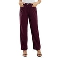 thumbnail image 1 of Women High Waisted Pants Loose Casual Elegant Pure Color Button Zip Closure Pants with Pocket Burgundy XXL, 1 of 7