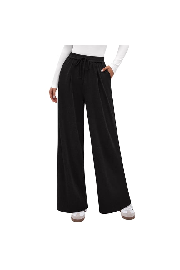 Women High Waisted Pants with Pockets for Casual and Home Wear, Designed in Wide Leg Style, Great for Daily Use, Gym, and Fall/Winter Activities,Sky Blue,XL