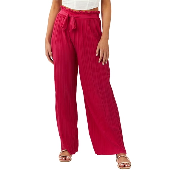 Idoravan high waisted pleated pants for women wide leg Women High Waisted Pleated Casual Loose Solid Color Waist Wide Leg Pants