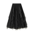 thumbnail image 1 of Women High Waisted Ruffled Mesh Skirt Polyester Mid Length Pleated, 1 of 4
