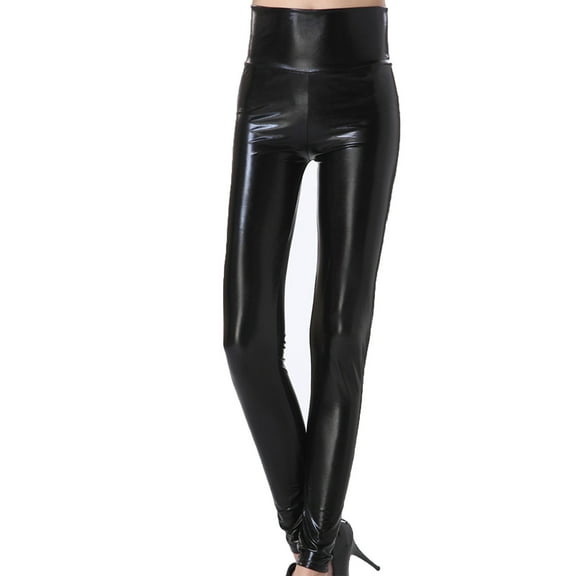 Women High Waisted Shiny Metallic Stretch Leggings Wet Look Skinny Tights Pants Trousers Clubwear