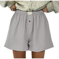 thumbnail image 1 of Women High Waisted Shorts Plus Size Solid Loose Short Pants with Pockets Lady Flowy Summer Casual Short Gray,XXL, 1 of 5