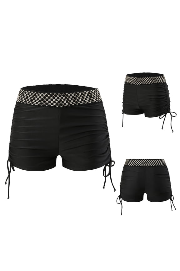 Women High Waisted Snake Print Tie Side Swim Bottoms Adjustable Slimming High Stretch Quick Dry Comfortable Beach Swimwear Black XL