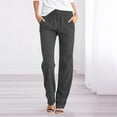 thumbnail image 1 of Women High Waisted Solid Straight Pants Waist And Long Women Casual Elastic Drawstring Pants With Pockets Track Pants Zipper Knit Pants Dress Pants for Women Petite Casual Pants Set for plus Size, 1 of 4