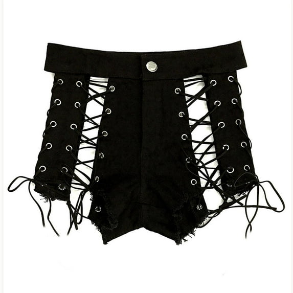 Women High Waisted Strappy Denim Shorts Sexy Up Ripped Hole Tassel Jean Shorts Stretch Casual Denim Hot Shorts Clearance Sales