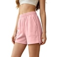 thumbnail image 1 of Women High Waisted Sweat Shorts - Sweatshorts for Women Side Zipper Casual Workout Pull on Elastic Waist Running Shorts with Pockets, Pinky, xl, 1 of 9