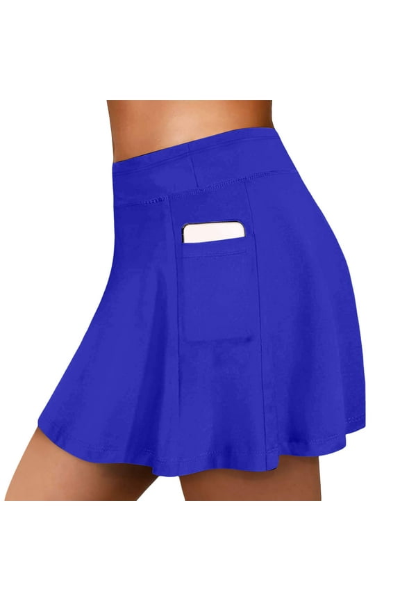 Women's High Waisted Swim Skirt - Long Skirted Bathing Suit Bottom - Elastic Waist - Polyester/Spandex - XS-XXL - Beach/Athletic