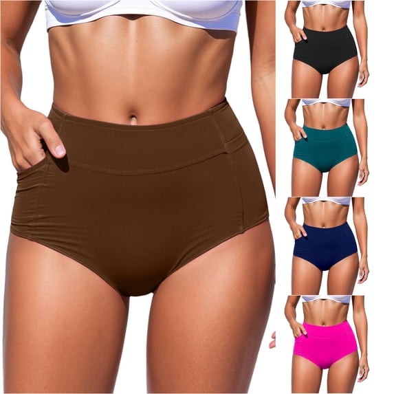 Women High Waisted Swimsuit Bikini Bottoms Swim Bottom Full Coverage Bathing Suit With Pockets Swim Suit plus Women Swim Skirt Bottoms