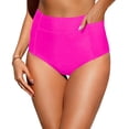 thumbnail image 1 of Women High Waisted Swimsuit Bikini Bottoms - Swim Bottom Full Coverage Bathing Suit with Pockets 2026 Hot Pink L, 1 of 5