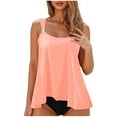 thumbnail image 1 of Women High Waisted Tankini Ruffle Swimsuit Push Up Tummy Control Bathing Suit A-Orange, 1 of 7