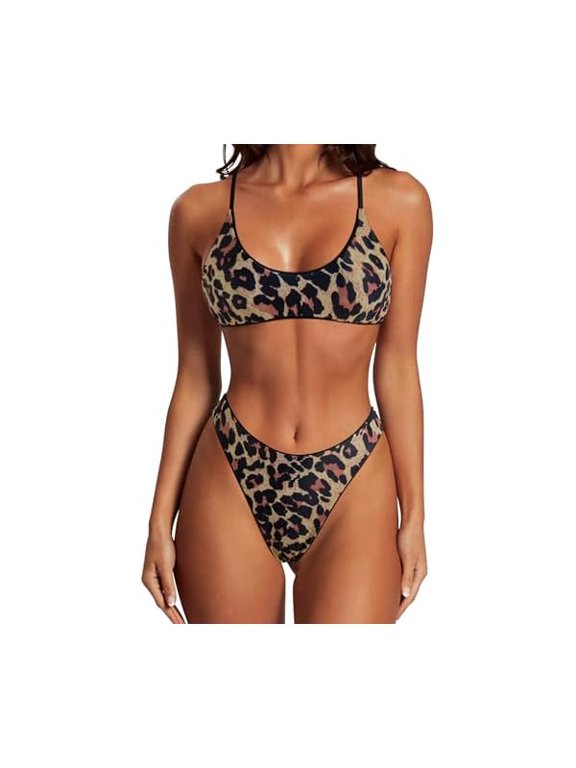 Women High Waisted Thong Bikini Set Reversible String 2 Piece Swimsuit