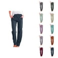 thumbnail image 1 of Women High Waisted Wide Leg Pants Casual Drawstring Elastic Trousers Comfort Fit Long Pants With Pockets For Everyday Wear, 1 of 6
