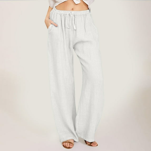 Women High Waisted Wide Leg Pants Fashion Drawstring Elastic Trousers Comfy Straight Leg Long Pants With Pockets Cargo Sweatpants for Women Comfortable Sweatpants for Women Womens Work Clothes